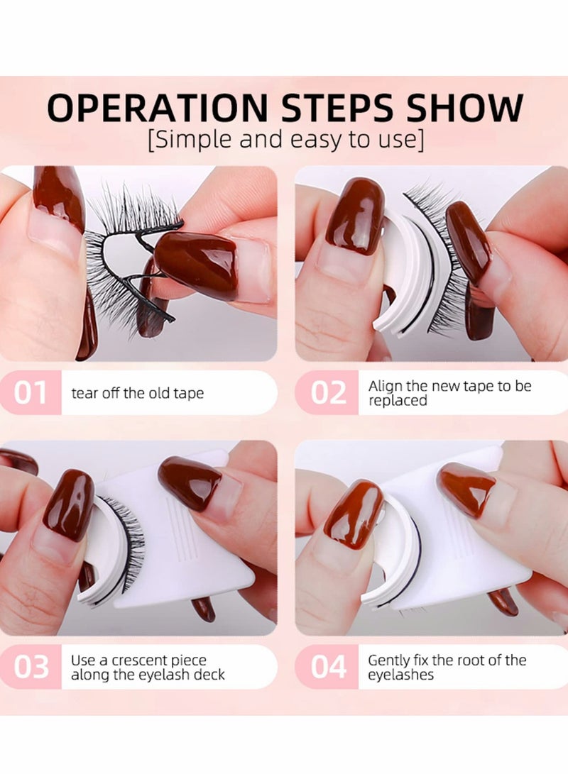 SYOSI False eyelashes, Reusable Self Adhesive 3D False Eyelashes, 3 Pairs in 1 Case, No Glue Needed,Natural Long Thick Fake Eye Lashes Box with replacement tape  - Image 5