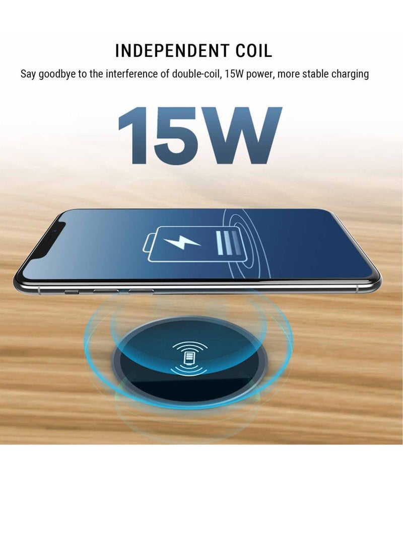 General Recessed Desk Wireless Charger, 15W Fast Charging Pad Phone Charger, Hidden Desk Grommet Qi Wireless Charger, for All Phones with Wireless Charging (Black)  - Image 3