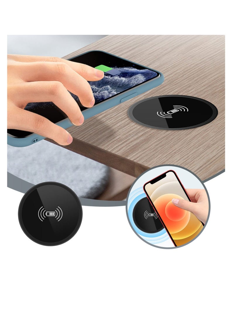 General Recessed Desk Wireless Charger, 15W Fast Charging Pad Phone Charger, Hidden Desk Grommet Qi Wireless Charger, for All Phones with Wireless Charging (Black)  - Image 2