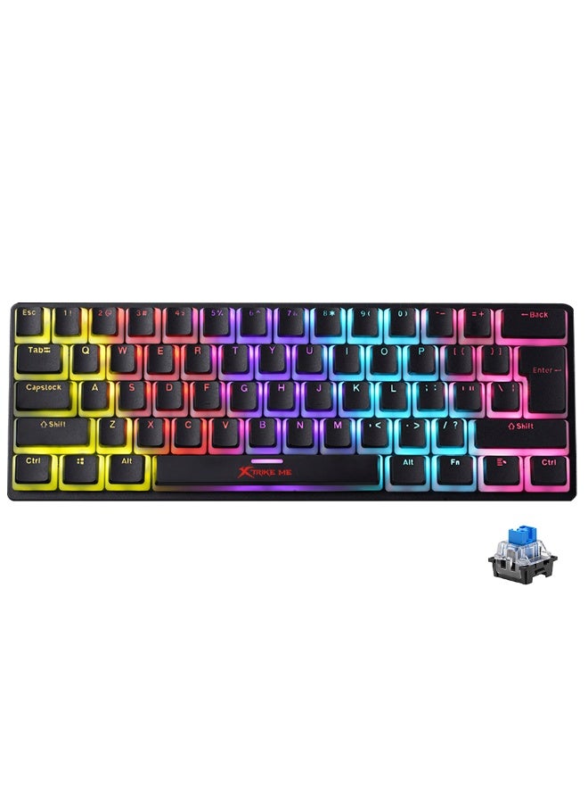 XTRIKE ME GK985P 60% Pudding Gaming Mechanical Keyboard - Blue Switches - Rainbow LED Lighting - Image 1