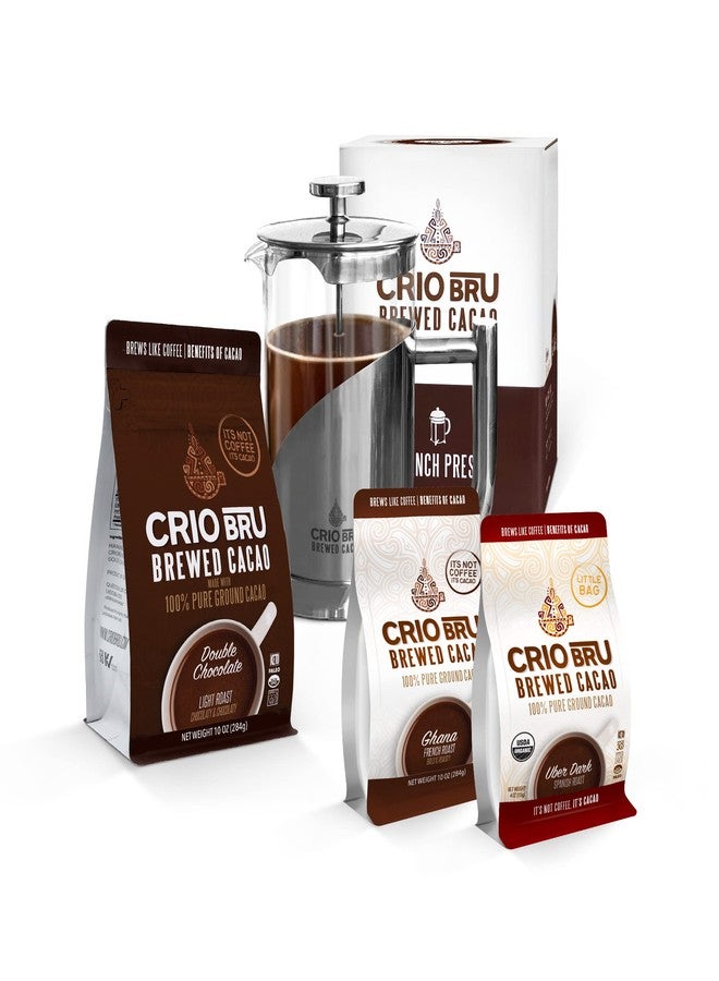 Crio Bru Double Chocolate Welcome Starter Set with Little Bag Bundle | Natural Healthy Brewed Cacao Drink | Great Substitute to Herbal Tea and Coffee | 99% Caffeine Free | Keto Honest Energy Brew And Enjoy Hot or Iced - Image 1