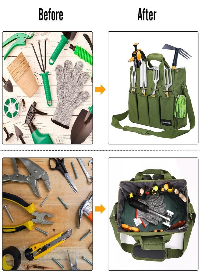 Housolution Garden Tote Bag, 900D Standable Gardening Tool Bag, Garden Tote Storage Bag with Pockets & Long Adjustable Shoulder Strap, Home Tools Organizer Garden Tool Kit Holder, 14 Inch - Image 3
