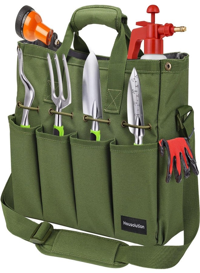 Housolution Garden Tote Bag, 900D Standable Gardening Tool Bag, Garden Tote Storage Bag with Pockets & Long Adjustable Shoulder Strap, Home Tools Organizer Garden Tool Kit Holder, 14 Inch - Image 1