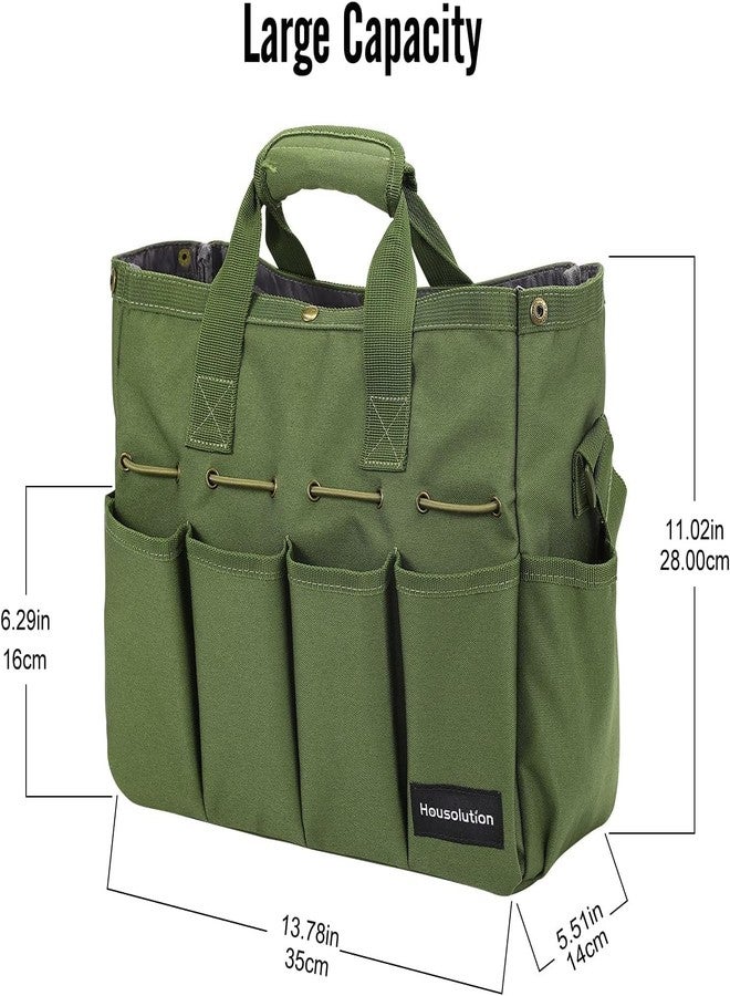 Housolution Garden Tote Bag, 900D Standable Gardening Tool Bag, Garden Tote Storage Bag with Pockets & Long Adjustable Shoulder Strap, Home Tools Organizer Garden Tool Kit Holder, 14 Inch - Image 2