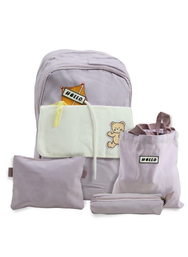 4-in-1 school bag set for girls with handbag, pencil case, and small wallet, suitable for middle school, high school, and university. - Image 1