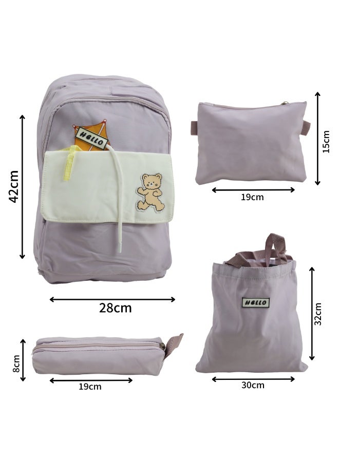 4-in-1 school bag set for girls with handbag, pencil case, and small wallet, suitable for middle school, high school, and university. - Image 5