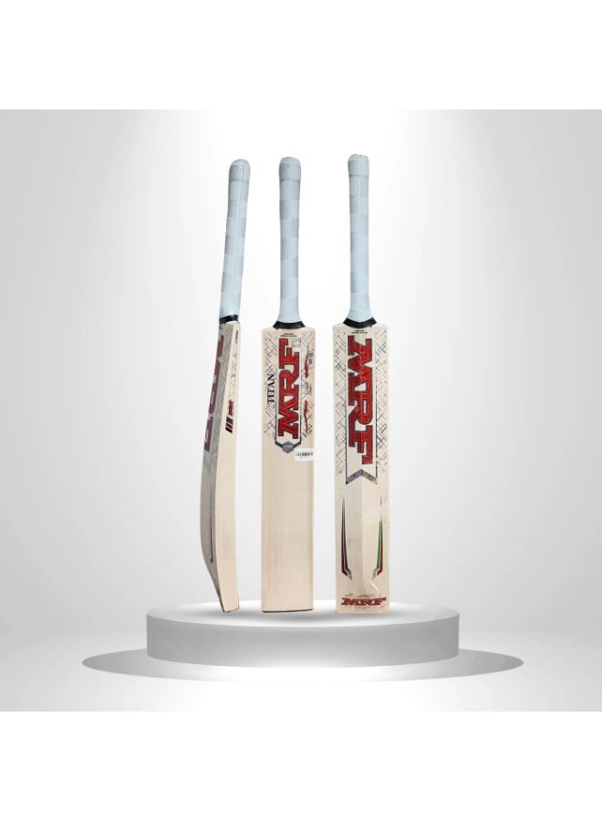 إم آر إف مضرب كرة كريكت MRF تايتان بريميوم من الخيزران الهندي - مقبض قصير - SH - Image 1