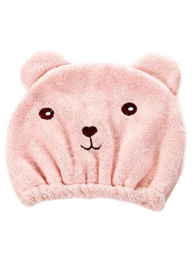 NIBEMINENT Soft Bear Design Water Absorption Shower Cap Pink