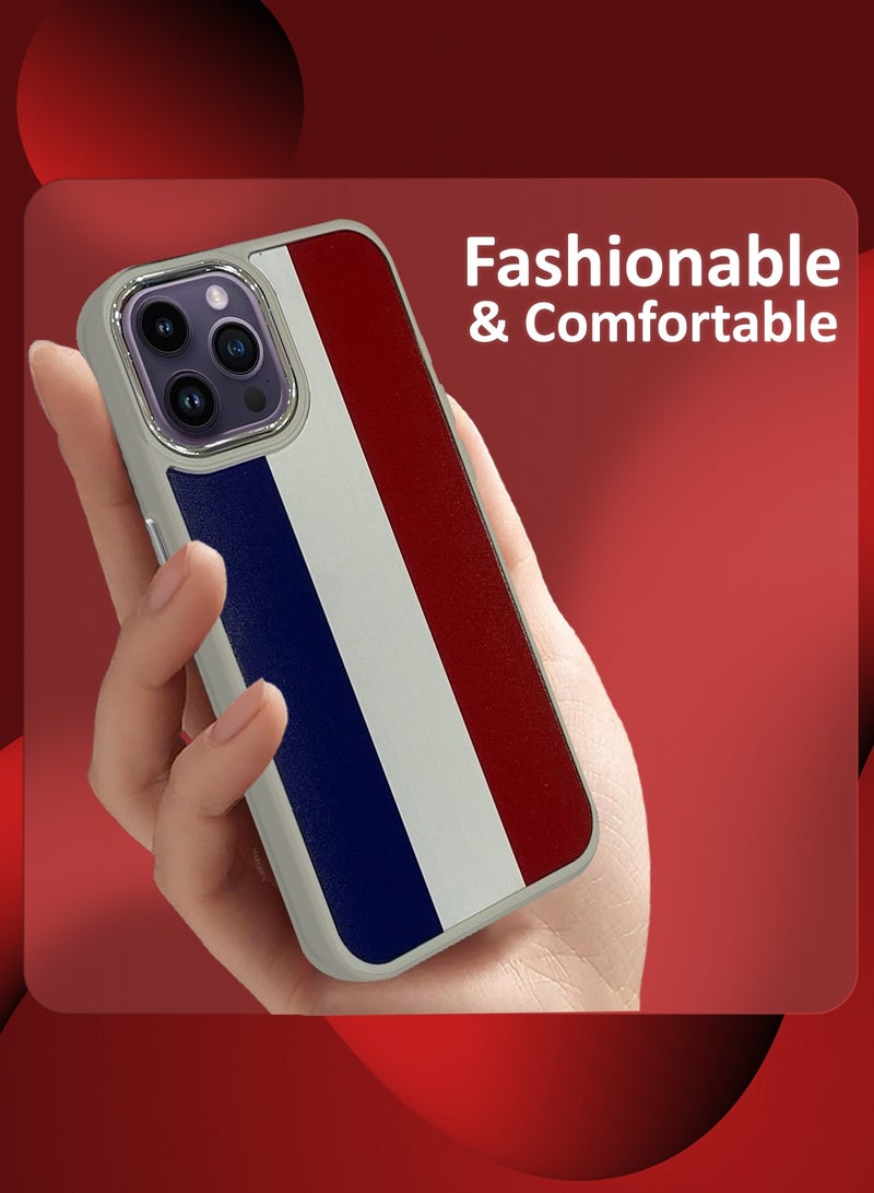 For iPhone 14 Pro Case Hard PC Protective Cover – Slim Shockproof Back Cover with Raised edges Camera Protection - France Flag Titanium - Image 4