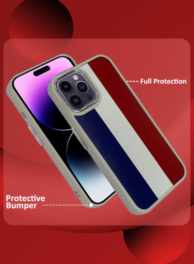 For iPhone 14 Pro Case Hard PC Protective Cover – Slim Shockproof Back Cover with Raised edges Camera Protection - France Flag Titanium - Image 2