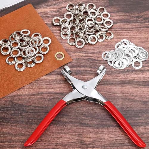 PAXCOO 643Pcs Grommet Tool Kit 12mm 1/2 Inch(Inside Hole Size) Eyelet Kit with 320Pcs Eyelets Grommets, 320Pcs Washers and Grommet Eyelet Pliers for Leather/Belt/Shoes/Crafts - Image 5