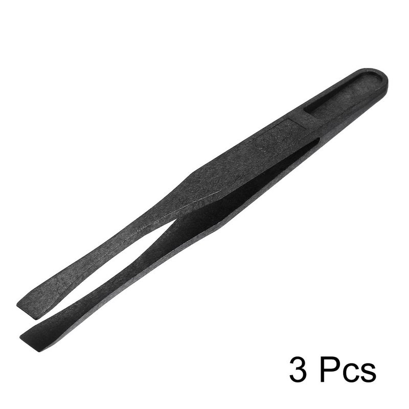 uxcell 93308 Plastic Anti-static Tweezers, Precision Flat Tip for Craft DIY Beauty Electronics Repair Tool Black 3 Pcs 93308 - Image 2