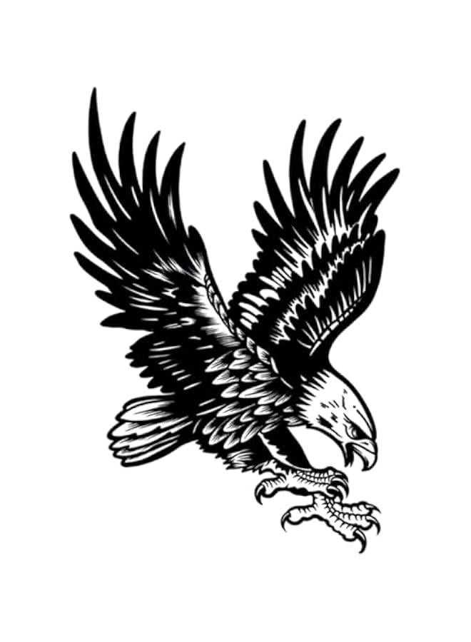 Generic Semi-Permanent Large Eagle Design Tattoo Tech, 2 Sheets, Adult Art, Lasts 1-2 Weeks, Waterproof, Realistic Appearance, Non-Adhesive, No Glare  - Image 3