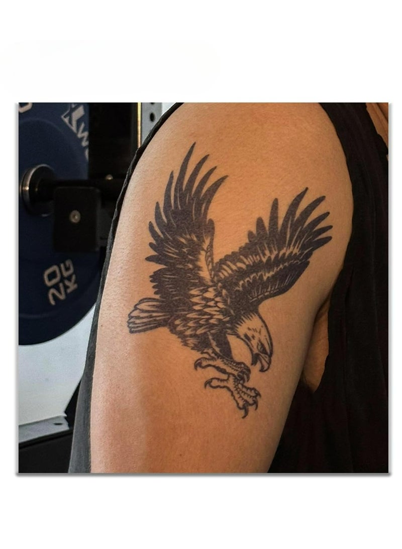 Generic Semi-Permanent Large Eagle Design Tattoo Tech, 2 Sheets, Adult Art, Lasts 1-2 Weeks, Waterproof, Realistic Appearance, Non-Adhesive, No Glare  - Image 2