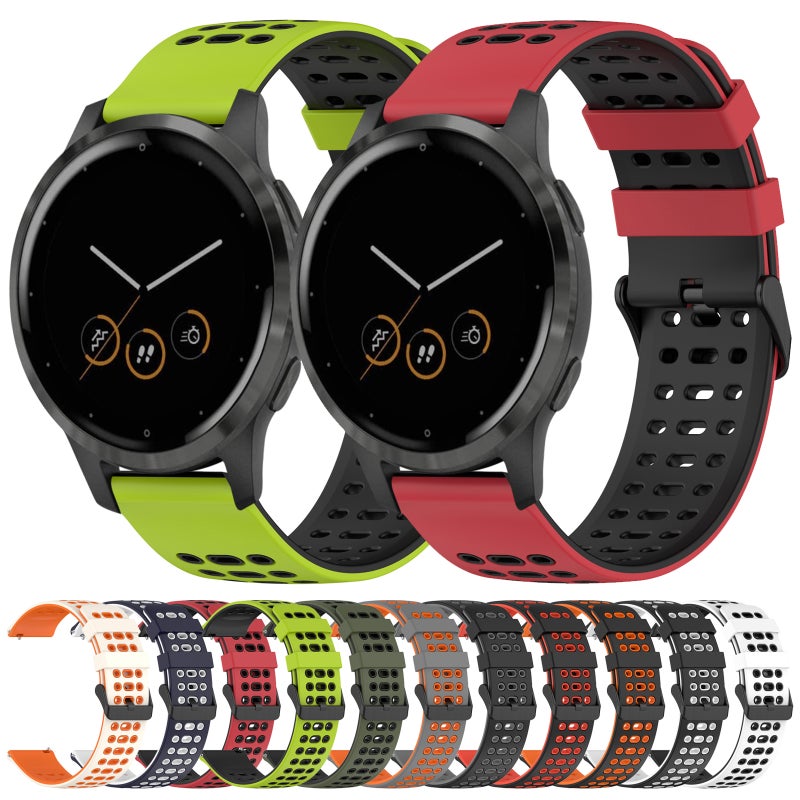 S-TOP For Garmin Watch 22mm Three Rows Hole Two Color Silicone Watch Band(Black+White) - Image 3