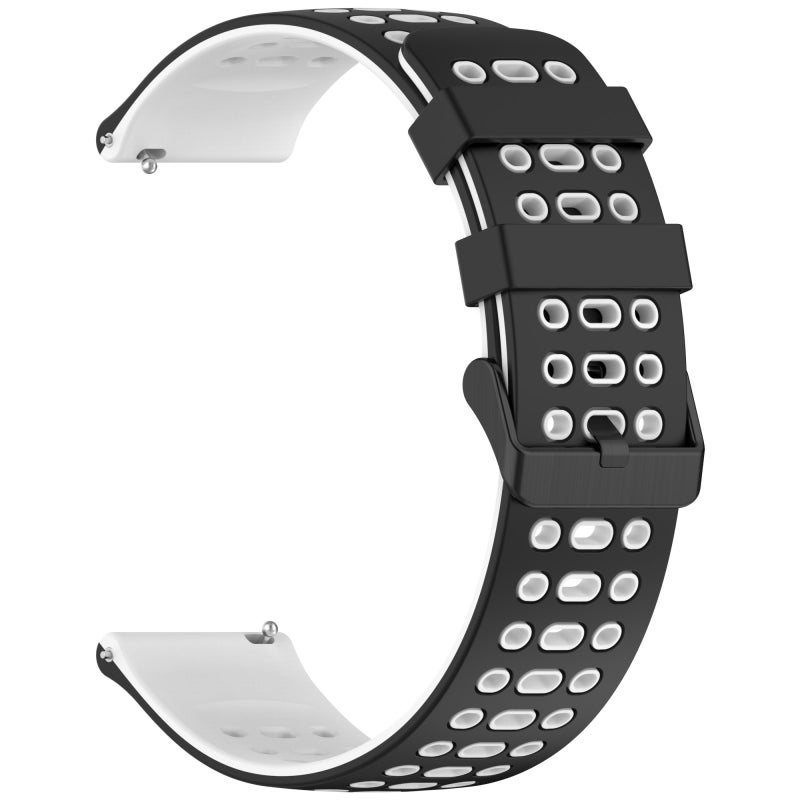 S-TOP For Garmin Watch 22mm Three Rows Hole Two Color Silicone Watch Band(Black+White) - Image 2