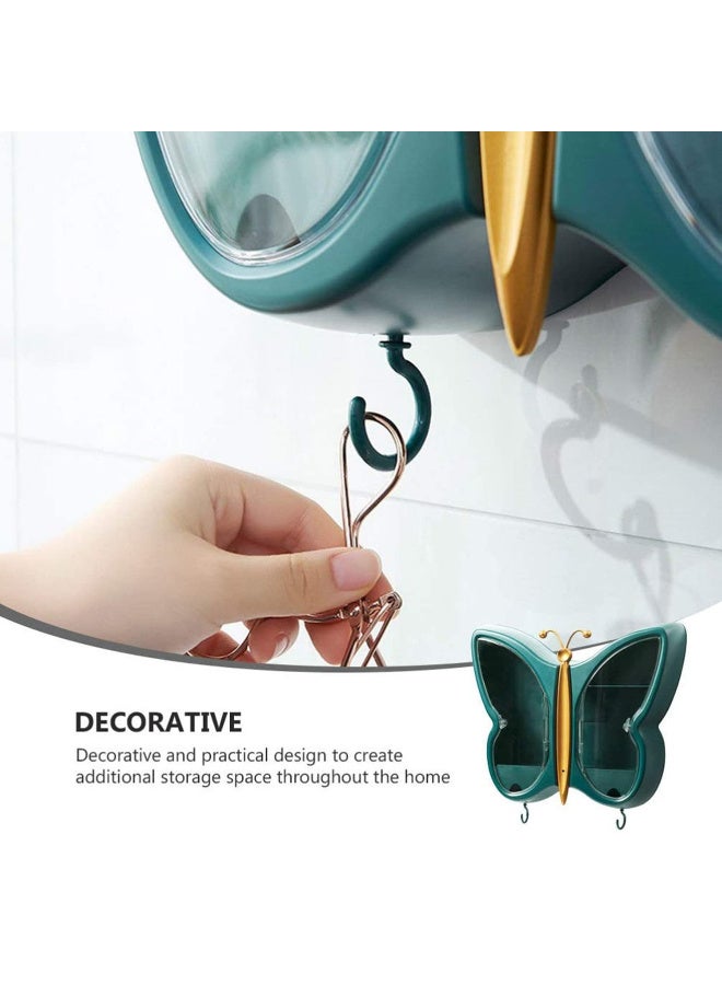 1pcs Butterfly Shape Wall-Mounted Makeup Organizer Punch-Free Bathroom Cosmetic Storage Box Dustproof Waterproof Bathroom Beauty Rack - Image 2