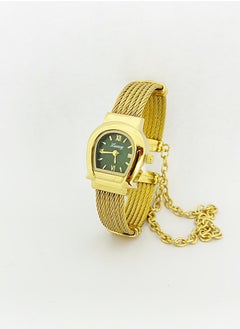 Gold bracelet with green dial