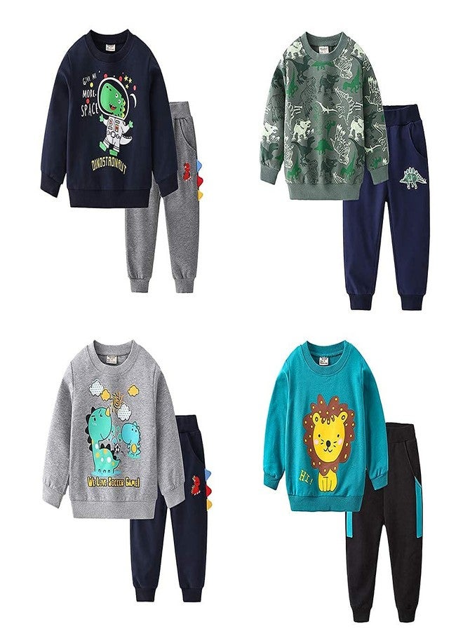 Volunboy Toddler Fall Sweatsuit Clothes Boys Long Sleeve Pullover Dino Sweatshirt Pants Set 2 Pieces Winter Jogging Outfits (Gray Mother&Son Dinosaur, 5-6 Years) - Image 5