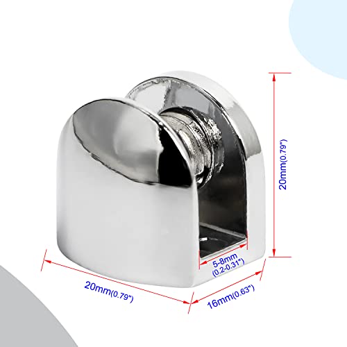 Aopin Glass Shelf Bracket, Adjustable Glass Clips Glass Clamp Brackets, Polished Finish Zinc Alloy, for 5-8 mm / 0.19-0.3 inch Thickness Wooden/Acrylic/Glass Shelf, Silver, 4 PCS - Image 2