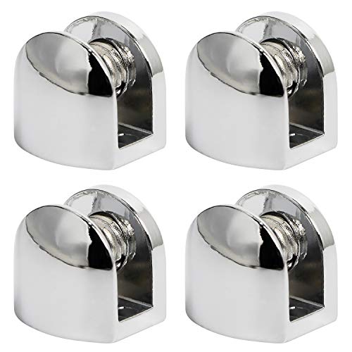 Aopin Glass Shelf Bracket, Adjustable Glass Clips Glass Clamp Brackets, Polished Finish Zinc Alloy, for 5-8 mm / 0.19-0.3 inch Thickness Wooden/Acrylic/Glass Shelf, Silver, 4 PCS - Image 1