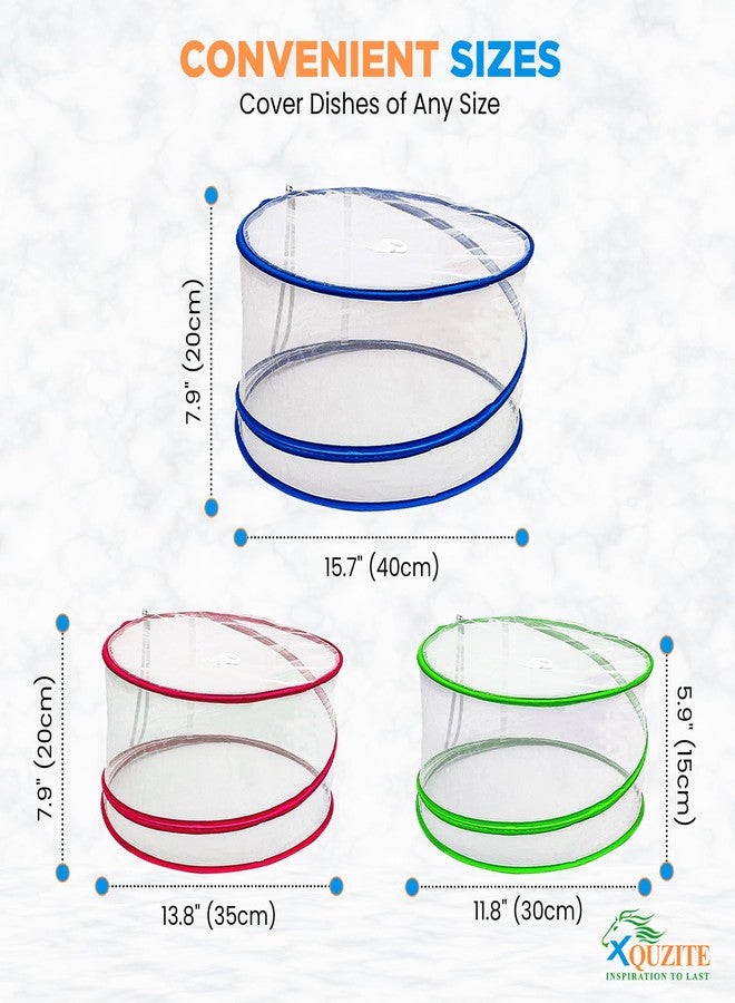 XQUZITE Pop Up Mesh Food Covers - Collapsible Pop Up Food Cover Set for Camping, Picnic and Outdoors - Complete with Plastic Food Cover Wraps - Image 3