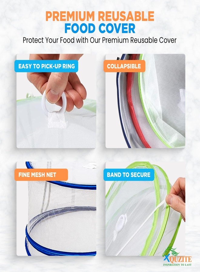 XQUZITE Pop Up Mesh Food Covers - Collapsible Pop Up Food Cover Set for Camping, Picnic and Outdoors - Complete with Plastic Food Cover Wraps - Image 2