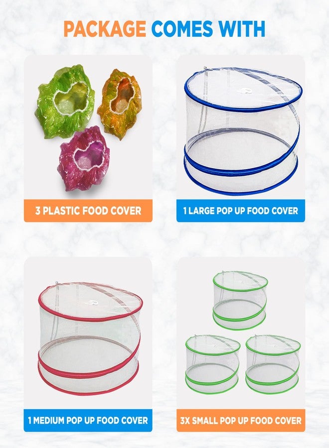 XQUZITE Pop Up Mesh Food Covers - Collapsible Pop Up Food Cover Set for Camping, Picnic and Outdoors - Complete with Plastic Food Cover Wraps - Image 5