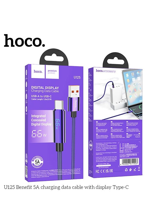 hoco. U125 Benefit 5A charging data cable with display Type-C  - Image 5