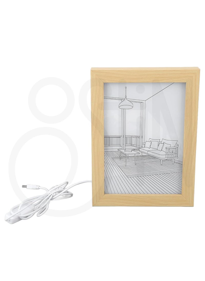 Ostin - Ostin Light Paintings Decoration LED Glowing Photo Frame Art Frame With Light Shadow Art Shadow Box Frame Led Light And Shadow Painting LED Light Photo Frames L Mountains and rivers - Image 1