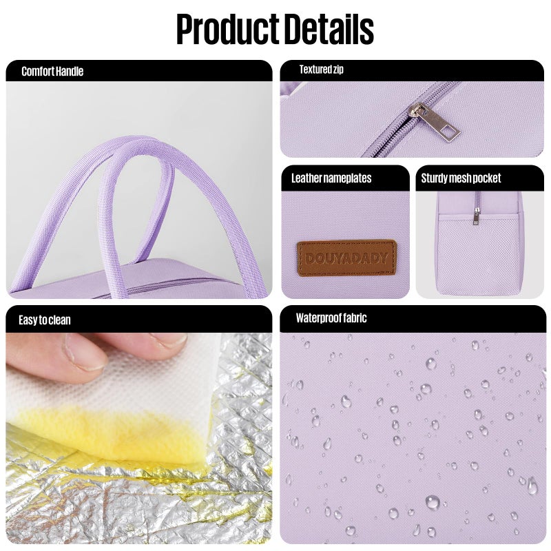 douyadady Lunch Bag Women/Men Lunch Box Women/Men (Lavender) - Image 4