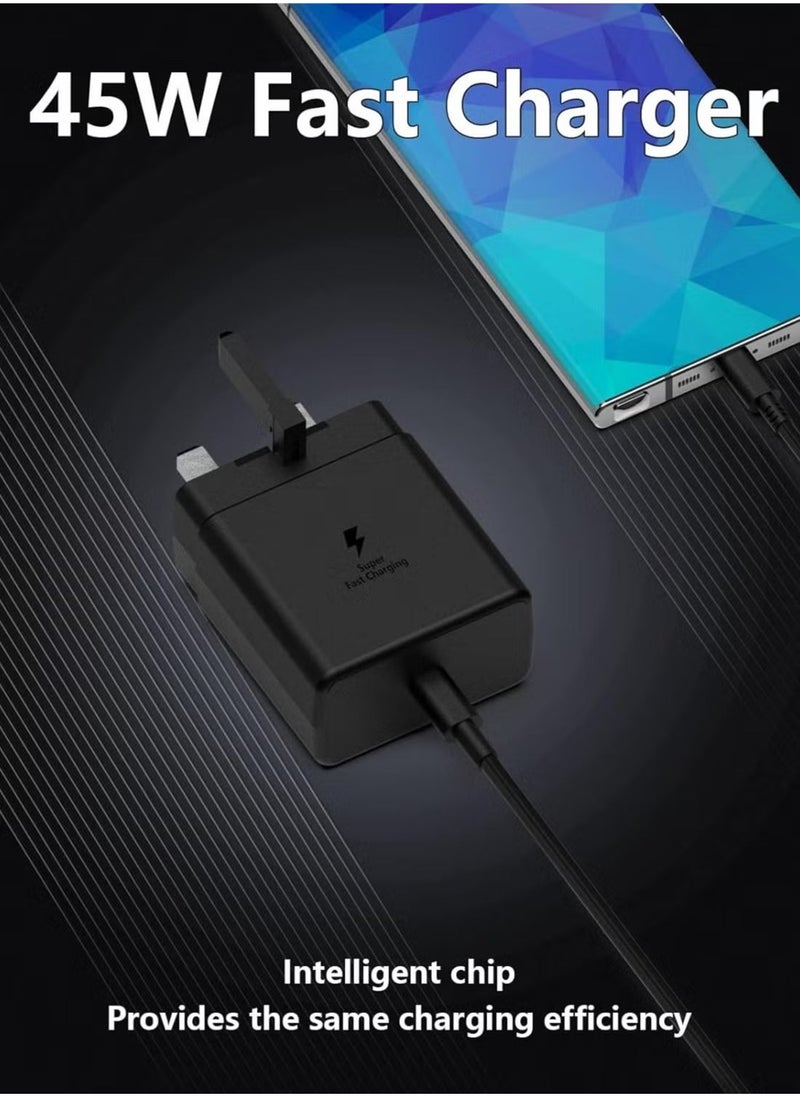 JAJEEK 45W USB C Charger for Samsung, 20V 3A Super Fast Type C Charger Compatible with Galaxy S20, S21, S22, S23, S24 Ultra, S21+, S22+, S23+, S24+, A15, A53, A54, A55 with 6FT Type C Power Adapter Cord - Image 1