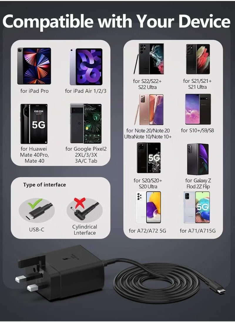 JAJEEK 45W USB C Charger for Samsung, 20V 3A Super Fast Type C Charger Compatible with Galaxy S20, S21, S22, S23, S24 Ultra, S21+, S22+, S23+, S24+, A15, A53, A54, A55 with 6FT Type C Power Adapter Cord - Image 2