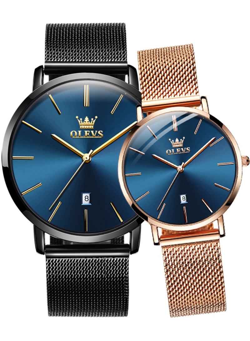 OLEVS OLEVS Couples Watches Men and Women Watches Ultra Thin Quartz AnalogWrist Watches Casual Stainless Steel His and Hers - Image 1