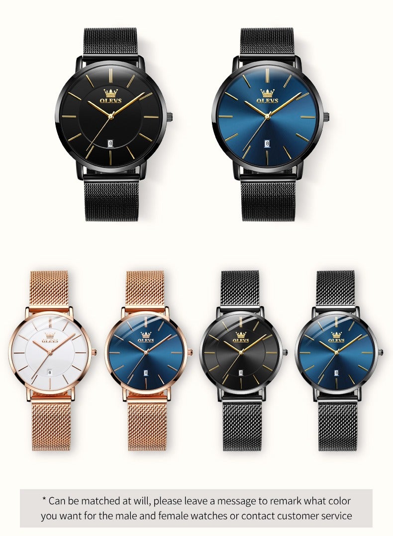OLEVS OLEVS Couples Watches Men and Women Watches Ultra Thin Quartz AnalogWrist Watches Casual Stainless Steel His and Hers - Image 5
