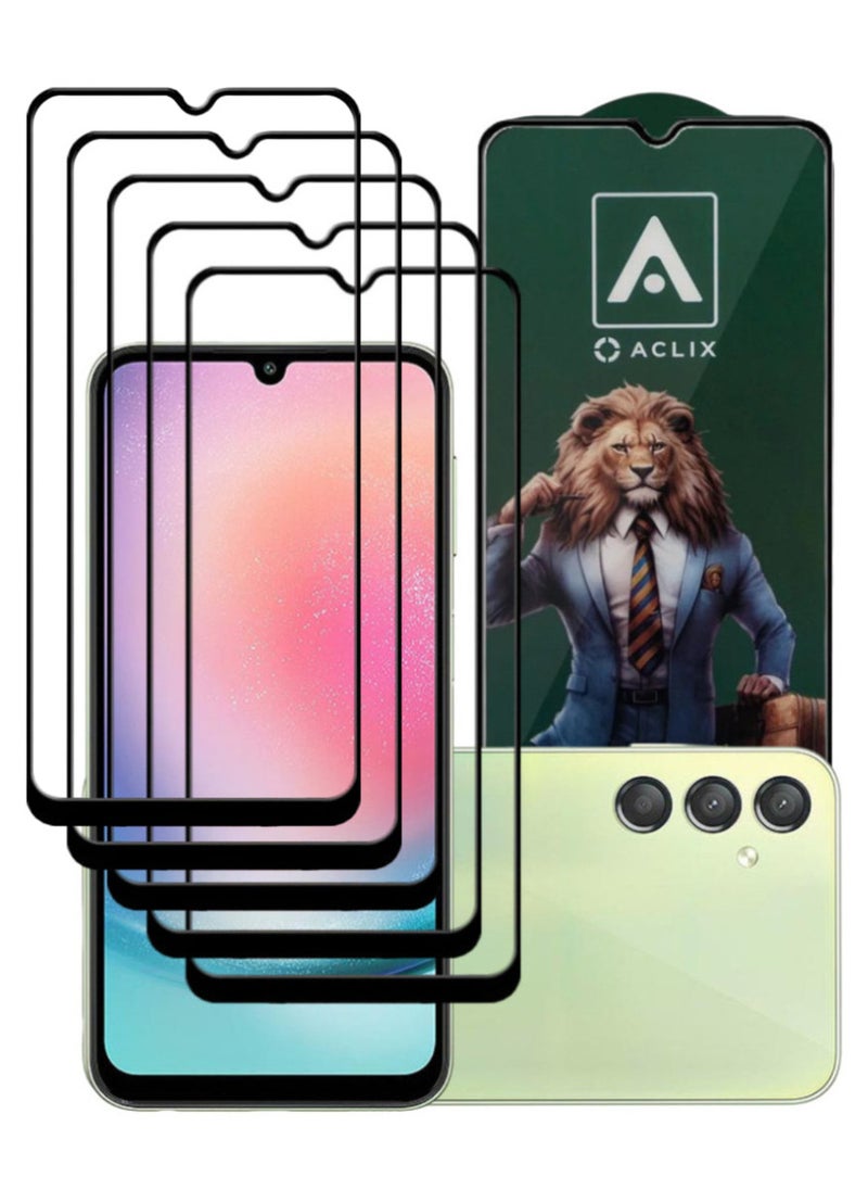 ACLIX 5 Pieces Antistatic ESD Dustproof Premium Quality High Definition Tempered Glass Screen Protector Designed For Samsung Galaxy A24 4G - Image 1