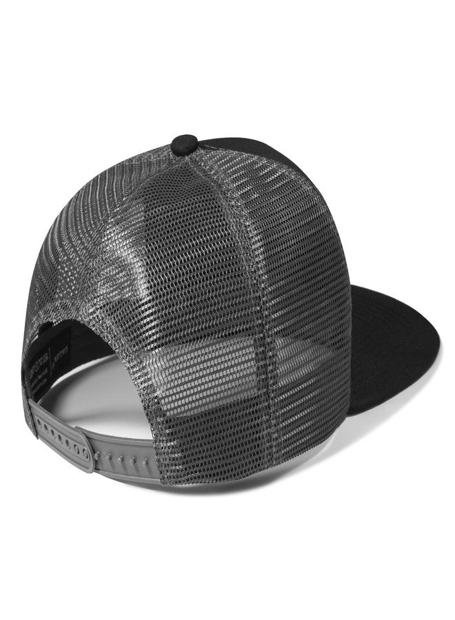 UALON Baseball Cap, Snapback Trucker Hat for Men & Women with American Flag and Adjustable, Breathable Mesh, Flat Bill Hats, Black/Dark Gray, One size - Image 5