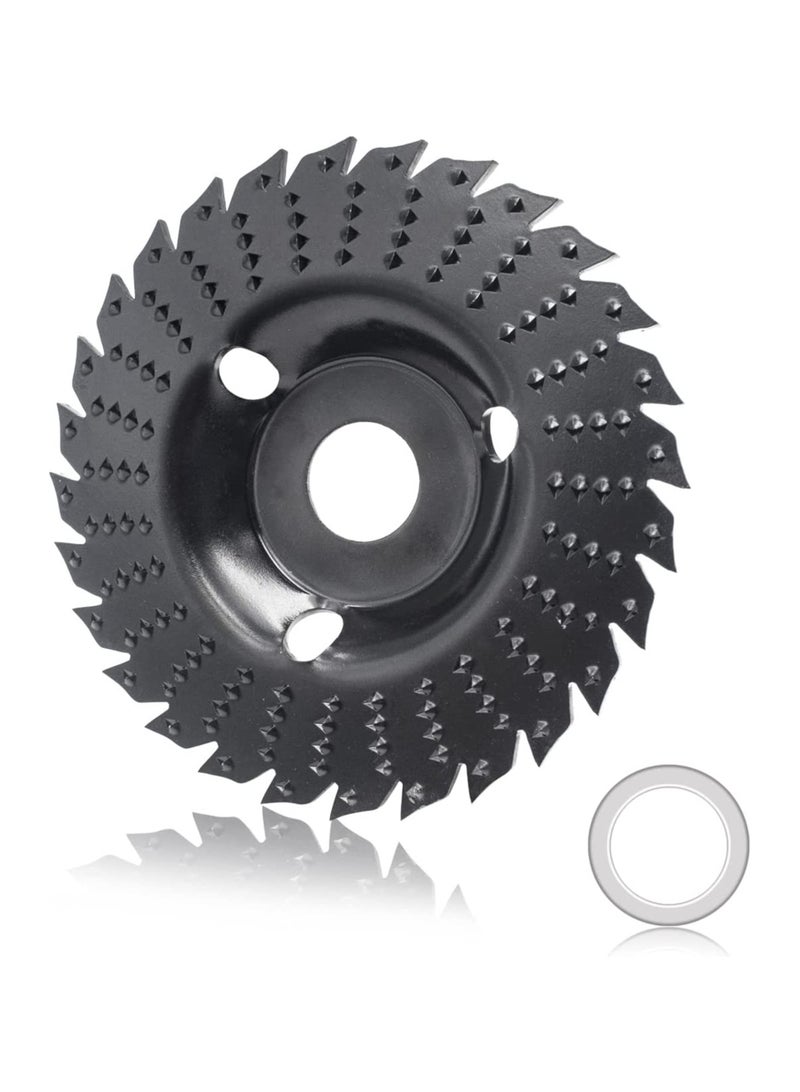 SYOSI Wood Grinding Wheel, 125 mm Wood Carving Disc Wood Cutting Wheel, Angle Grinder Disc Carving Disc, Inner Diameter 16mm, With 22mm-16mm converter - Image 1