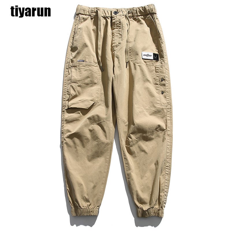 Tiyarun American Fashion Brand Retro Solid Color Workwear Versatile Casual Pants Men'S And Women'S Ing Trendy Loose Ankle-Tied Trousers - Image 2