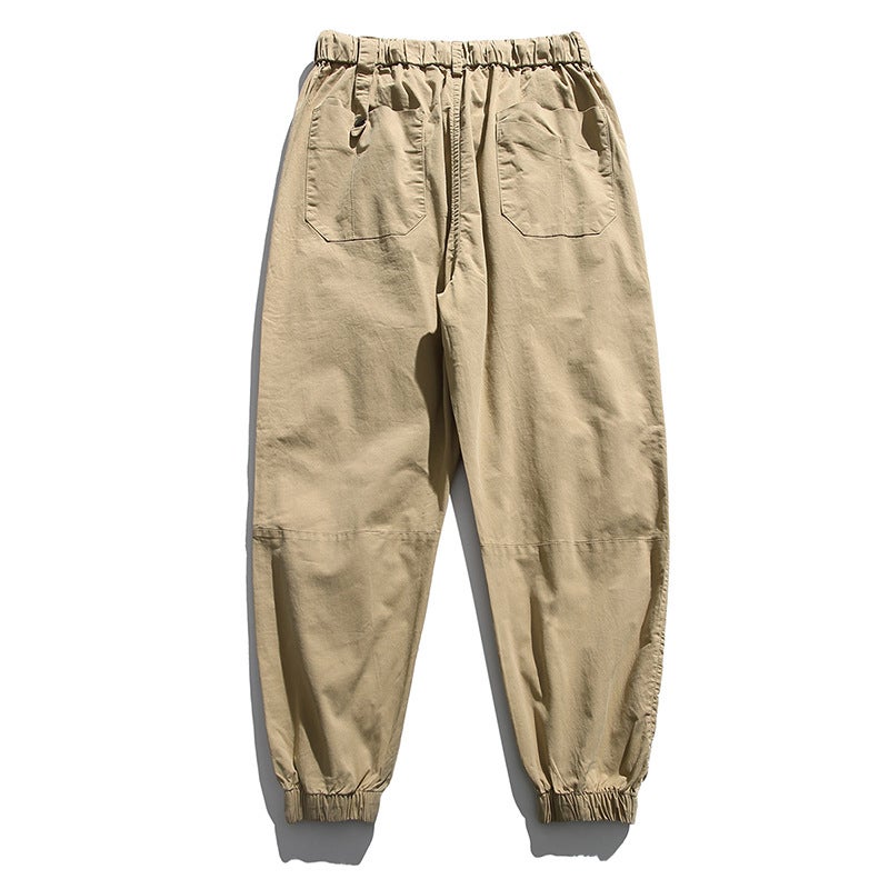 Tiyarun American Fashion Brand Retro Solid Color Workwear Versatile Casual Pants Men'S And Women'S Ing Trendy Loose Ankle-Tied Trousers - Image 1