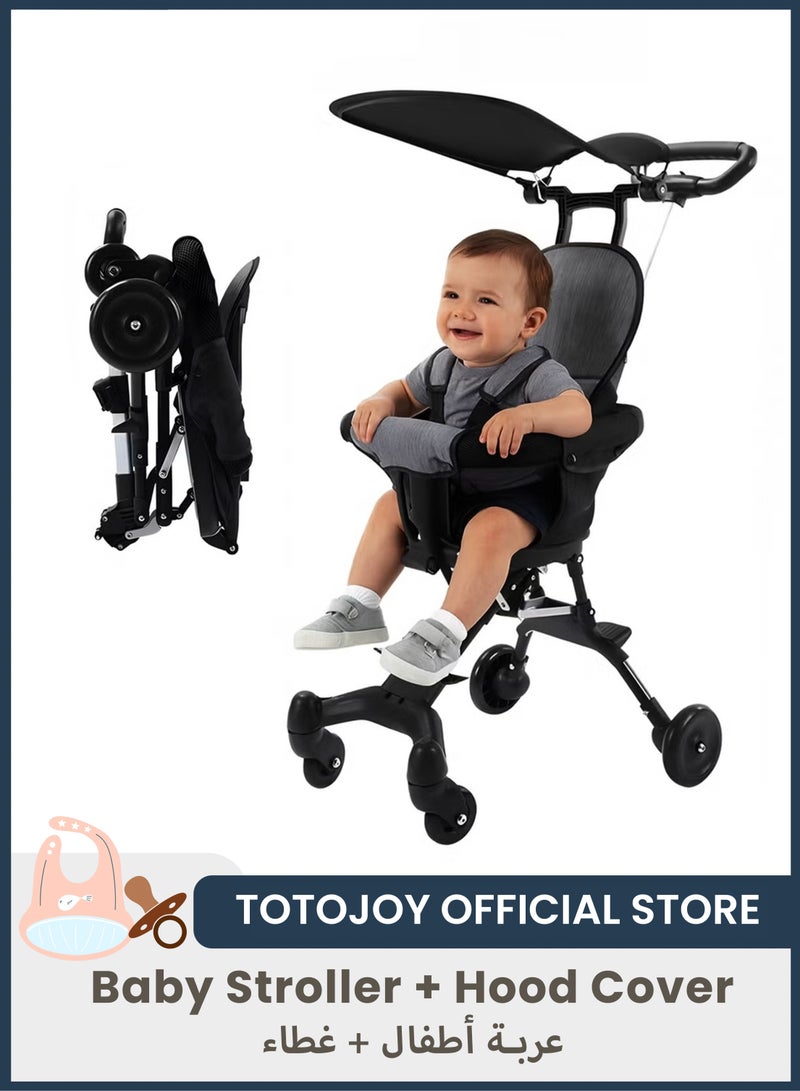 توتوجوي عربة أطفال خفيفة الوزن للسفر من المطار، عربة أطفال صغيرة الحجم وقابلة للطي مع مقابض قابلة للتعديل ومسند ظهر متكئ وغطاء للحماية من الشمس، مثالية للسفر بالطائرة والرحلات البرية والتسوق وعربة أطفال للمشي للأطفال الرضع والأطفال الصغار - Image 1