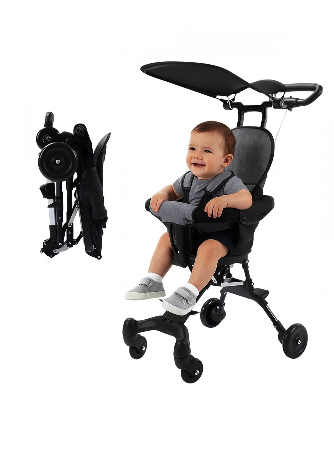 Lightweight Baby Stroller for Airport Travel Compact and Foldable Toddler Pushchair Cart with Adjustable Handles Reclining Backrest and Hood Cover for Sun Protection Stroller Perfect for Airplane Travel Road Trips Shopping Walking Stroller Cart for Babies Infants and Toddlers