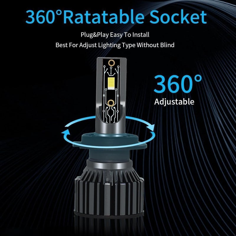 مصابيح أمامية LED H7 بقوة إضاءة 16000 لومن ودرجة حرارة لون 6000 كلفن (أبيض بارد) - لاستبدال مصابيح الأشعة العالية والمنخفضة، مزودة بمروحة تبريد توربو، مقاومة للماء (معيار IP68)، سهلة التركيب (Plug and Play) للسيارات (عبوة تحتوي على 2 مصباح). - Image 4