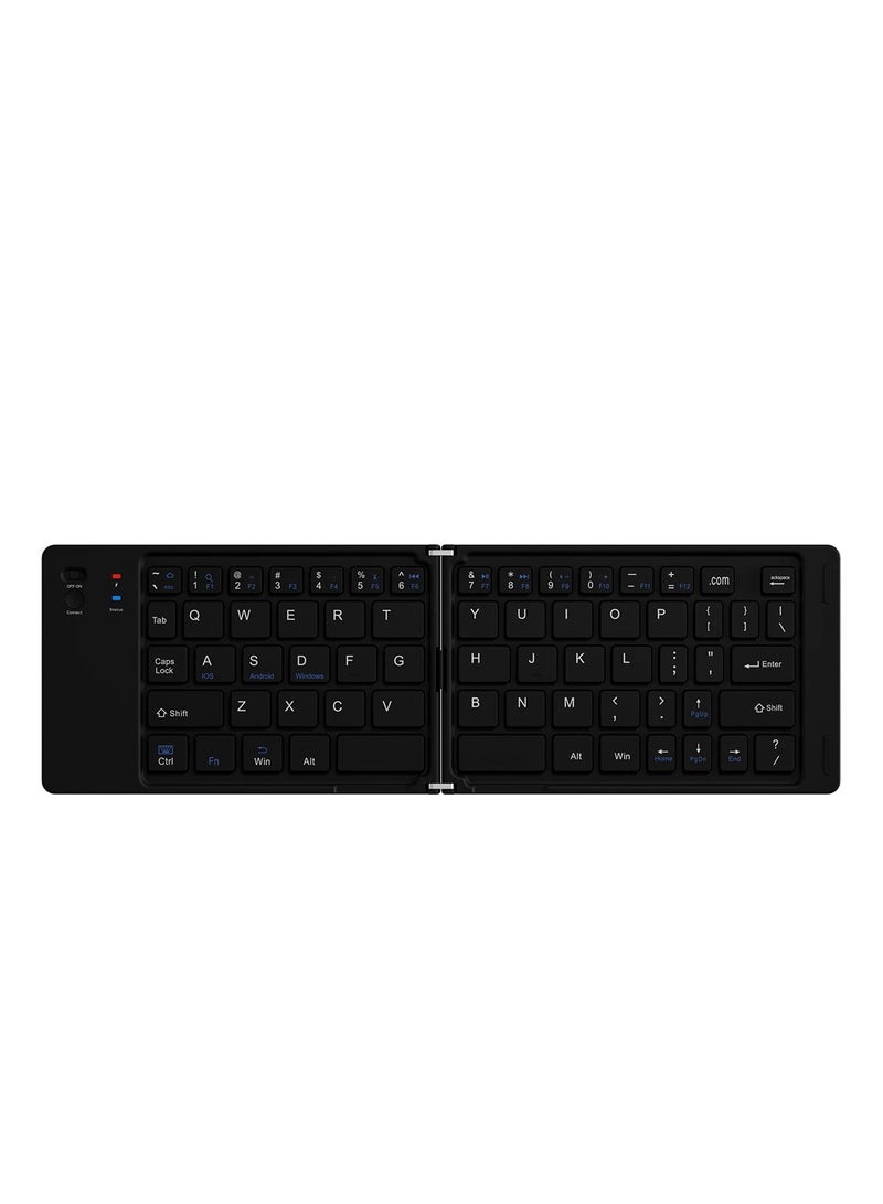 Wireless Keyboard Foldable Bluetooth Keyboard Slim Small Quiet Portable Compact Handheld Full Size Pocket Travel Folding Keyboard for PC Laptop Computer Phone Samsung Android Tablet iPhone iPad Mac,Black. - Image 1