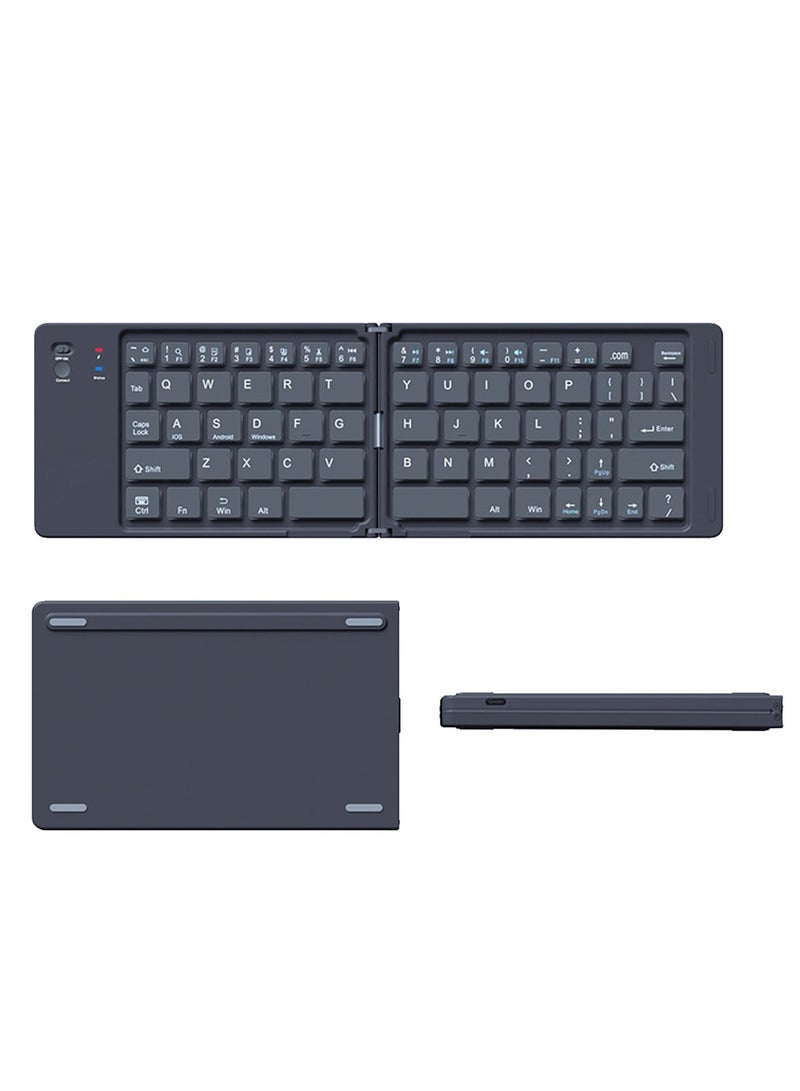 Wireless Keyboard Foldable Bluetooth Keyboard Slim Small Quiet Portable Compact Handheld Full Size Pocket Travel Folding Keyboard for PC Laptop Computer Phone Samsung Android Tablet iPhone iPad Mac,Black. - Image 2