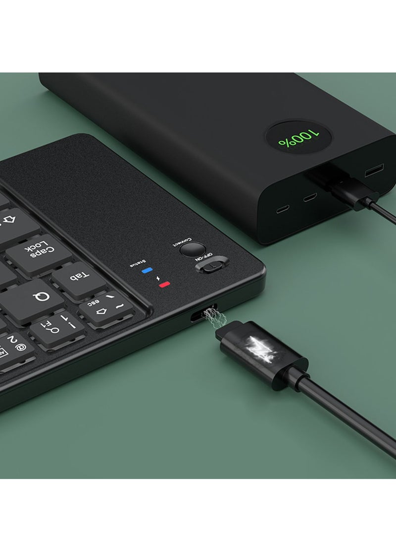 Wireless Keyboard Foldable Bluetooth Keyboard Slim Small Quiet Portable Compact Handheld Full Size Pocket Travel Folding Keyboard for PC Laptop Computer Phone Samsung Android Tablet iPhone iPad Mac,Black. - Image 3