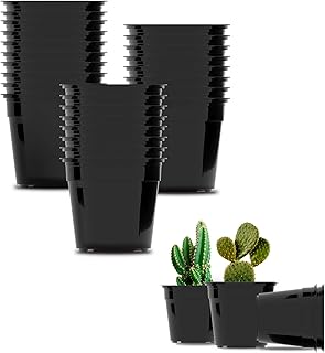 UPMCT UPMCT 50 Pack Nursery Pots, 4 5 6 Inch Plants Flower Pots Durable Plastic Planters Indoor Modern Decorative Seed  - Image 1
