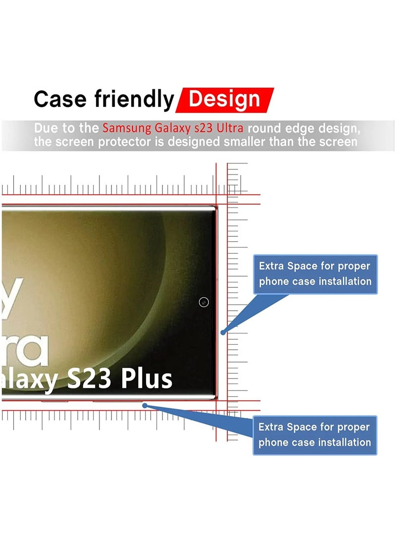 Tempered Glass Screen Protector Full HD Quality Tempered Glass Anti-Scratch Edge to Edge Coverage with Easy Installation Kit With Finger Print Hole For Samsung Galaxy S23 Ultra