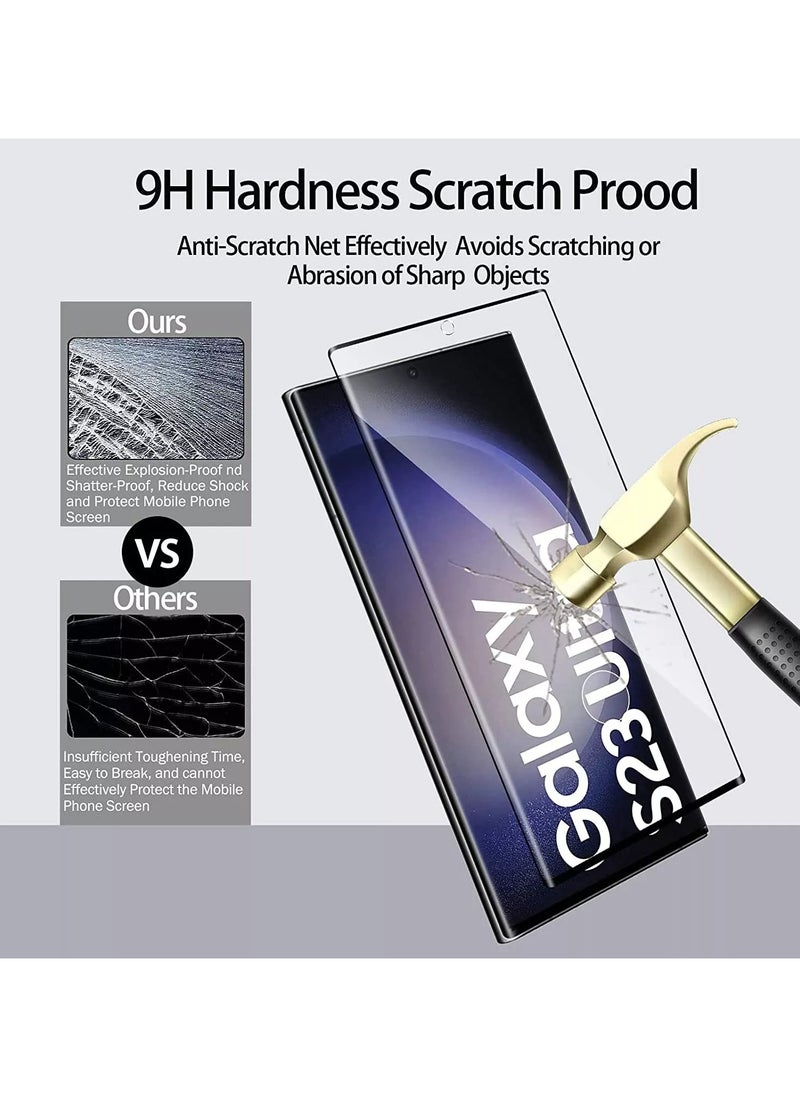 Tempered Glass Screen Protector Full HD Quality Tempered Glass Anti-Scratch Edge to Edge Coverage with Easy Installation Kit With Finger Print Hole For Samsung Galaxy S23 Ultra