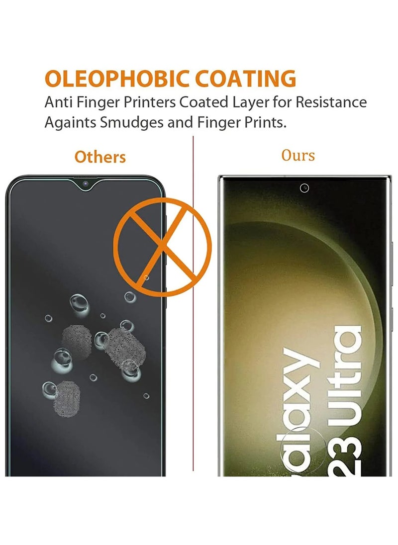 Tempered Glass Screen Protector Full HD Quality Tempered Glass Anti-Scratch Edge to Edge Coverage with Easy Installation Kit With Finger Print Hole For Samsung Galaxy S23 Ultra
